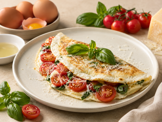 Frittata di albumi con pomodori e basilico — foto in arrivo
