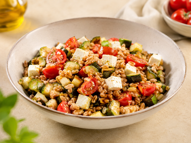 Insalata di farro con verdure e feta — foto in arrivo
