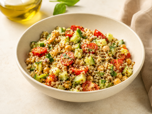 Insalata di quinoa, ceci e verdure — foto in arrivo