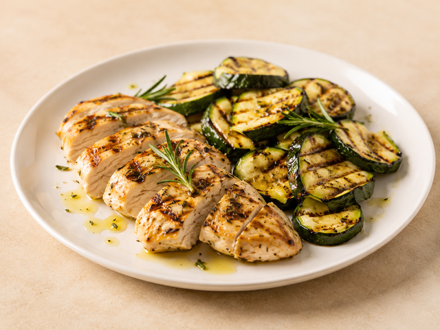 Pollo e zucchine grigliate — foto in arrivo