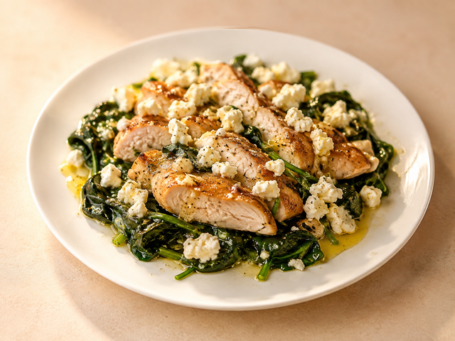 Pollo con spinaci e feta — foto in arrivo