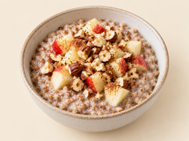 Porridge di grano saraceno con mela e nocciole