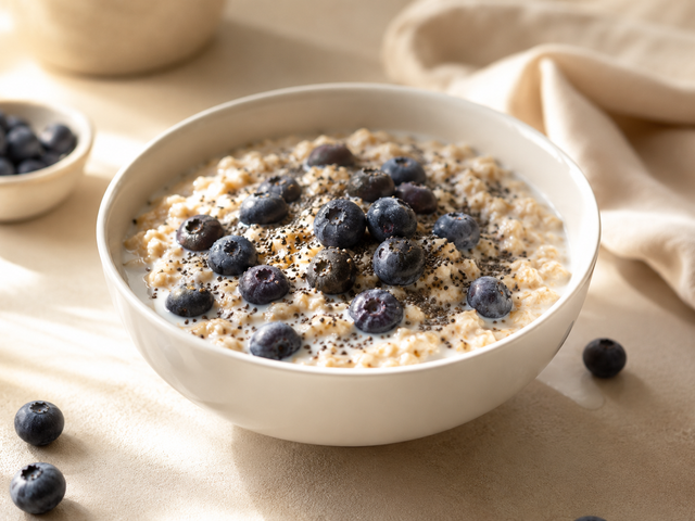 Porridge proteico avena e mirtilli — foto in arrivo