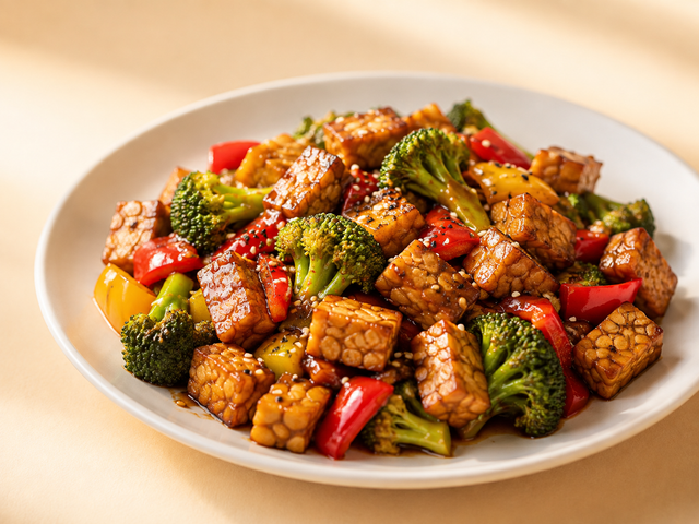 Tempeh saltato con verdure — foto in arrivo