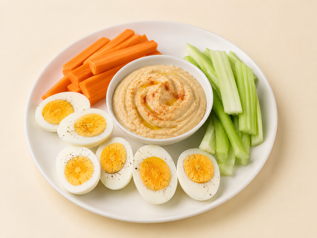 Uova sode con hummus e crudités — foto in arrivo